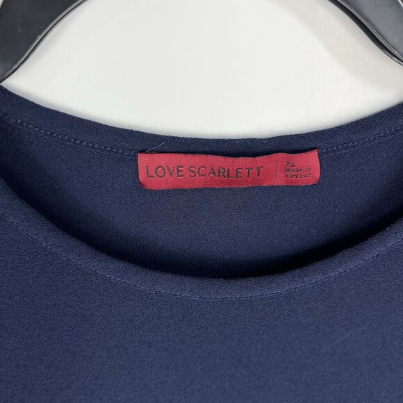 Love Scarlet Women’s Size 1X Blue Blouse Sheer Short Puff Sleeve Dressy Top - Picture 4 of 6